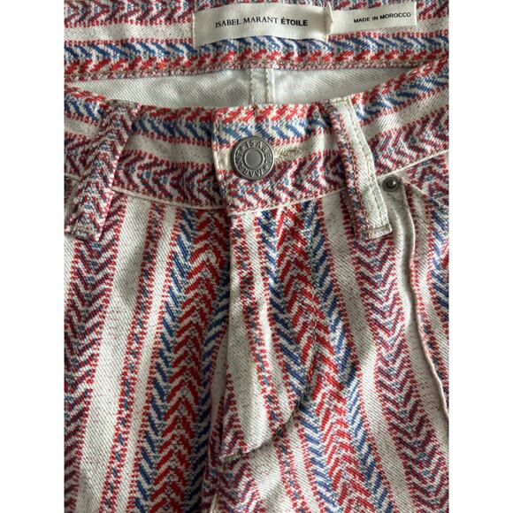 Isabel Marant Étoile Chevron Striped Multicolor Skinny Jeans Pants FR 38- US 6 - Picture 3 of 10